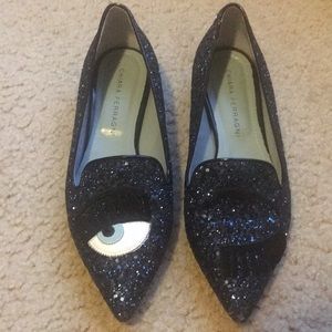 Chiara Ferragni Blue Glitter Flats